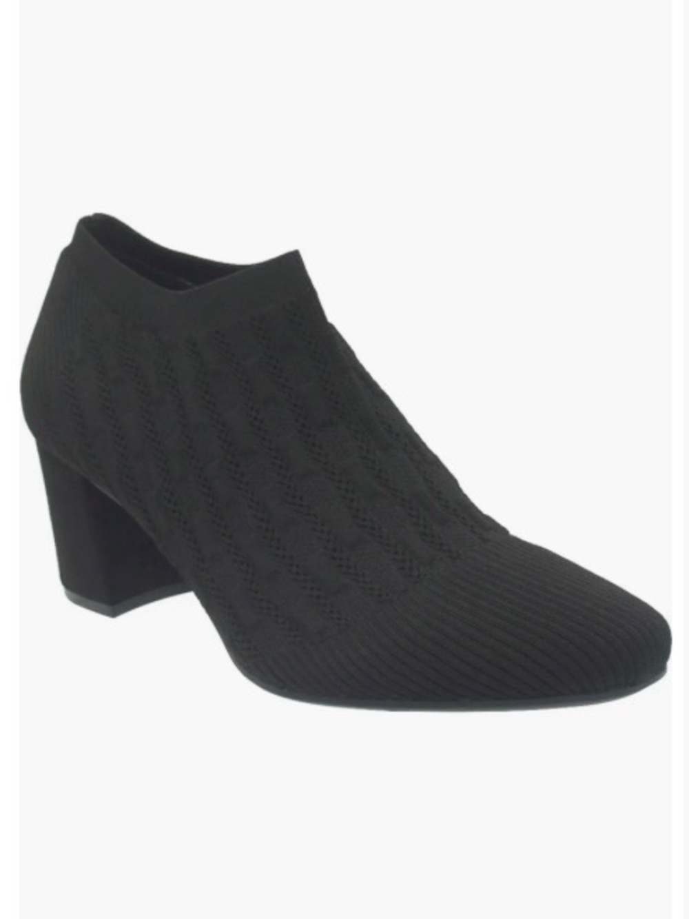 Impo Black Knit Block Heel Ankle Boot Size 9.5